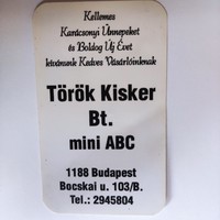 Turkish small business bt. Card calendar 1998