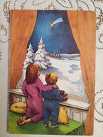 1986/Retro karácsonyi szétnyitható üdvözlő kártya /Miniprop GMK