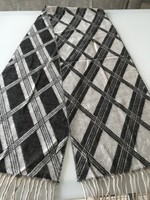 Unisex Rombus Patterned Wool and Acrylic Blend Scarf, 180 x 28 cm