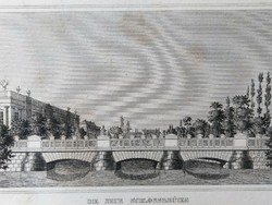 Berlin, die neue Schloss Brücke Eredeti acelmetszet ca.1835