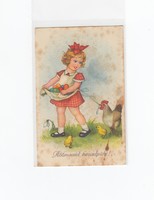 Húsvéti képeslap kislány kakassal 1939 "Foltos"