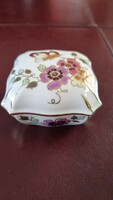 Zsolnay hand-painted porcelain bonbonier with a butterfly pattern