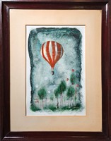 András Győrfi: aerial fairy tale (oil painting with frame) contemporary painter