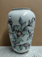 Antik Lux márka forgalmazó ismeretlen jelzésű porcelán váza körben gyönyörű virágzó faág mintával