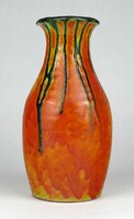 1M044 mid century orange glazed applied arts ceramic vase 15.5 Cm