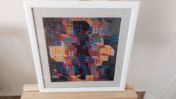 (K) Vasarely nyomat  38x39 cm kerettel