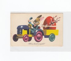 Húsvéti képeslap Retro nyuszis-traktoros 50-60-as évek (1)