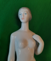 A rare standing female nude from Hollóháza, 28 cm