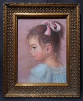 Girl Portrait, pastel (with nice frame 29x36 cm)
