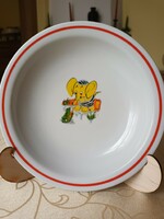 Zsolnay children's children's plate with elephant message and fairy tale pattern
