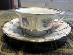 BIEDER TK KLÖSTERLE 1830-1893 VASTAGPORCELÁN extra nagy TEÁSCSÉSZE + ALJ