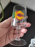 Kalocsai mintás kézi festésű röviditalos talpas pohár