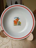 Zsolnay goat children's deep plate with fairy tale pattern