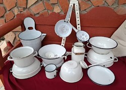 Enameled, enameled white package filter milk jug lid holder scrap ladle bowl dish village