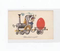 Húsvéti képeslap Retro nyuszis-vonatos 50-60-as évek (1)