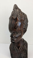 Carved head ebony statue from South Africa, height: 20 cm, maximum width 8 cm
