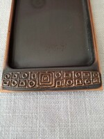 Retro applied art gilded red copper / bronze tray for desk
