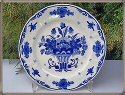 Kézzel festett virág mintás antik holland Royal Delft porcelán falitányérok, dísztányérok, tányérok