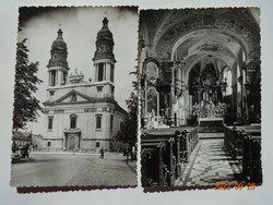 2 db régi képeslap együtt: PÁPA, Rk. templom + Ferences templom belseje (50-es évek)