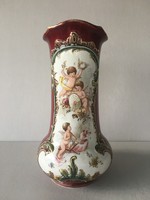 27 cm-es hibátlan majolika váza angyalokkal