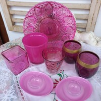 Pink üveg gyűjtemény/mécsestartó