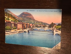 Old postcard Grenoble with old French stamp, written.