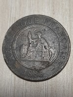 French Indochina 1 centime bronze coin 1885