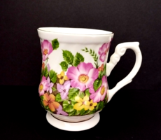 Nice marked wild rose English porcelain mug, cup