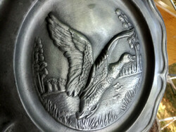 Antique wild duck pewter plate wall plate - 23 cm