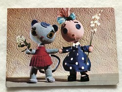 Futrinka street postcard with fairy tale characters - puppet design: bródy - Lévai -5.