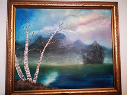 Before storm, landscape, oil painting-v.
