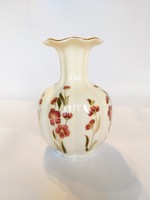 Zsolnay burgundy flower-patterned fluted vase. Flawless! (No. 23/115.)