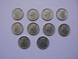 A collection of 10 5-penny coins from 1962