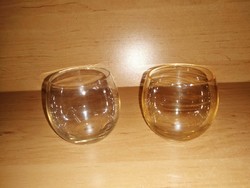 Retro irizáló gömb üveg pohár párban (14/K)
