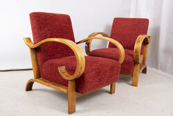 Art Deco Lichtig korhűen felújított, patinás fotelek