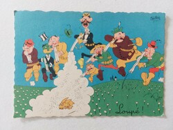 Régi képeslap 1959 rajzos humor levelezőlap vadászok