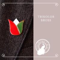 Cockade, fire enamel tulip tricolor brooch, badge