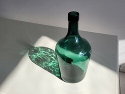 Régi zöld sötétzöld lencsés üveg vintage borospalack üveg palack dekoráció