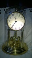 Búrás asztali elemes óra 70-es évek , működő, inga körben forog, arab számok- m 23 cm