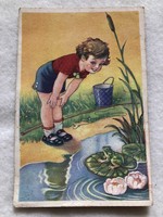 Antique, old József Tury graphic postcard -5.
