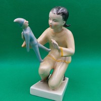 Béla Balogh quarries (drasche) figurine of a baby girl playing with a clown