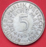 Silver 5 marks 1951 g nszk