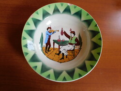 Antik tányér 1900-as évek eleje "Húzd rá, cigány!" jelenettel
