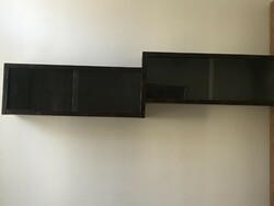 Art deco falipolc tolóüveggel, sötét furnérral, 176 x 42,5 cm