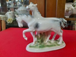 Alt German, Germany Lippelsdorf, Wagner & Aple Bertram 1935-1949. Porcelain pair of horses, figure pair. 12.5 Cm.