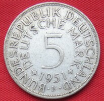Silver 5 marks 1951 f nszk