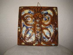 Zsolnay  , pirogránit   lepkés falikép ,  20 x 20 cm