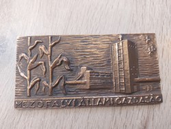 Wheat brown, field village, bronze plaque, relief, 65x130 mm, 203 gr