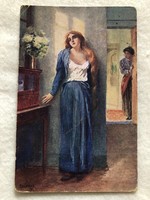 Antique, old romantic postcard - 1917 -5.