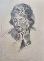Jelzett portré - szénrajz (40x30 cm)